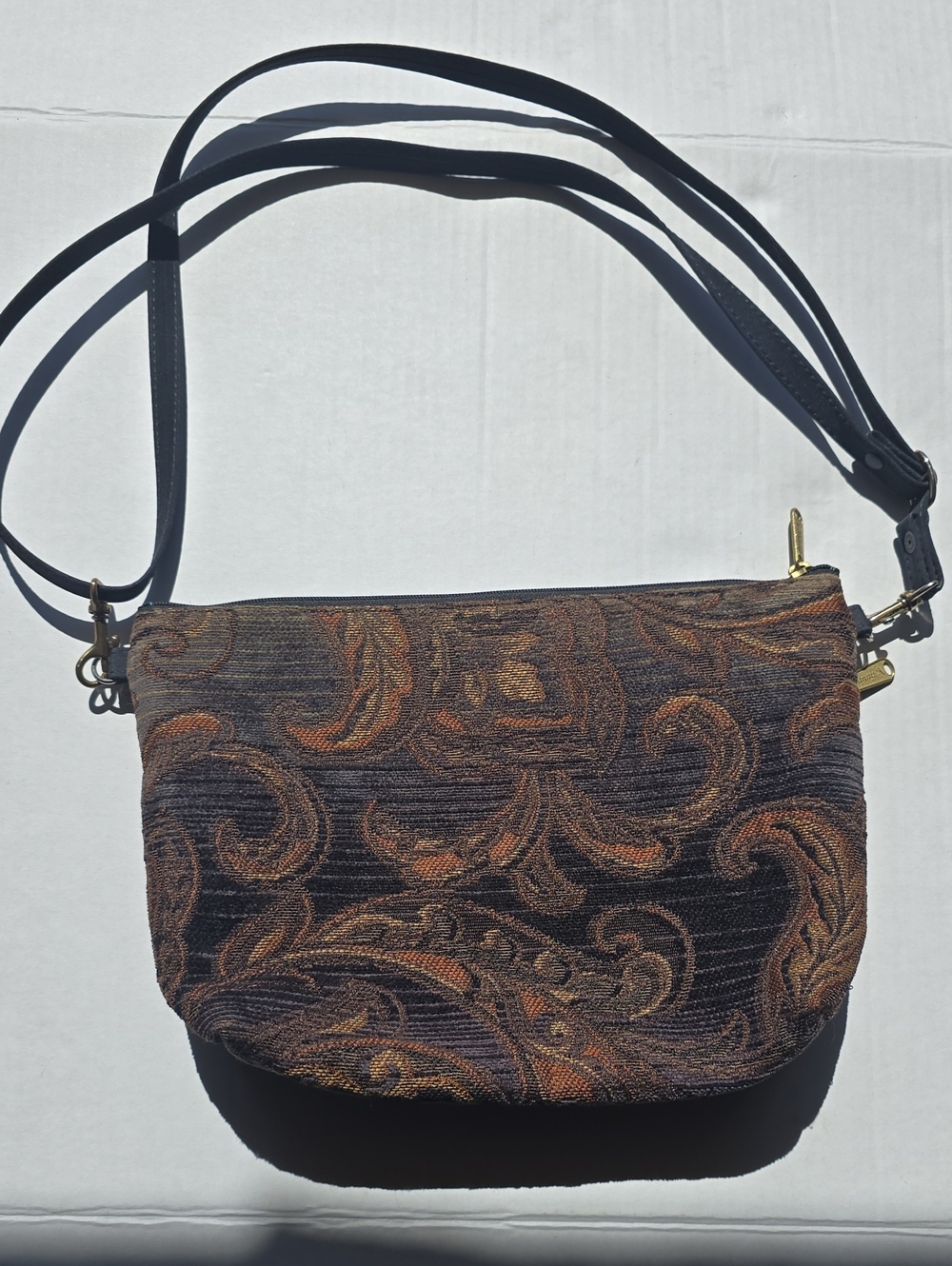 Vintage Danny K. Beverly Hills Tapestry Crossbody Bag - Paisley Print (Pristine)
